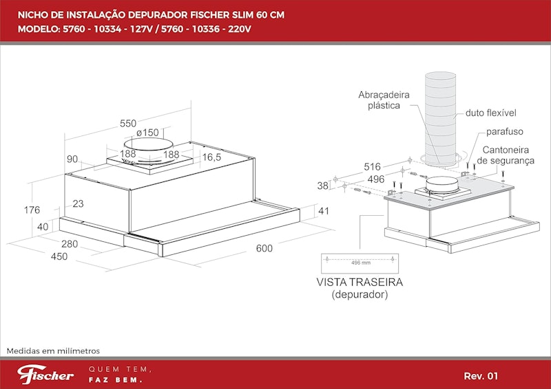 Depurador ou Exaustor de Embutir Slim 60 cm Frontal Inox 3