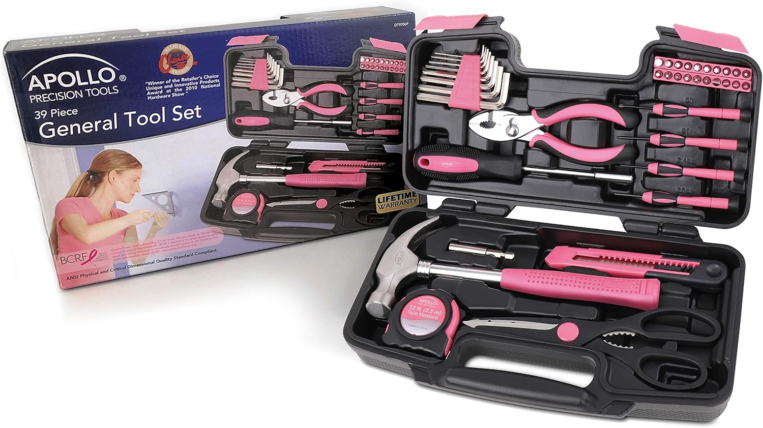 Conjunto de Ferramentas Domésticas 39 Peças Rosa 2