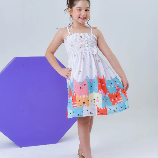 Vestido Infantil Ciganinha Gatos  4
