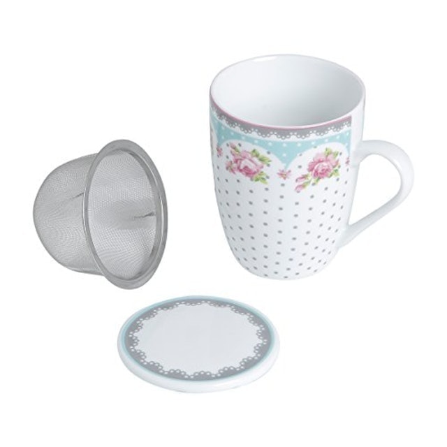 Caneca de Porcelana Super White com Tampa e Filtro Amélia 2
