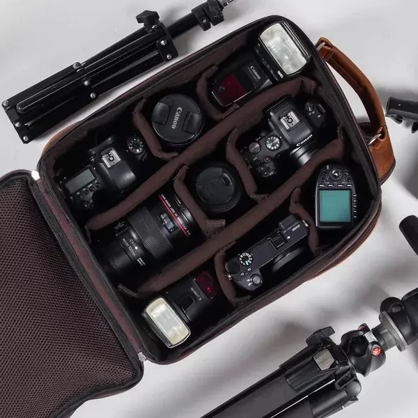 Mochila Fotográfica Câmera Profissional em Couro Legítimo 3