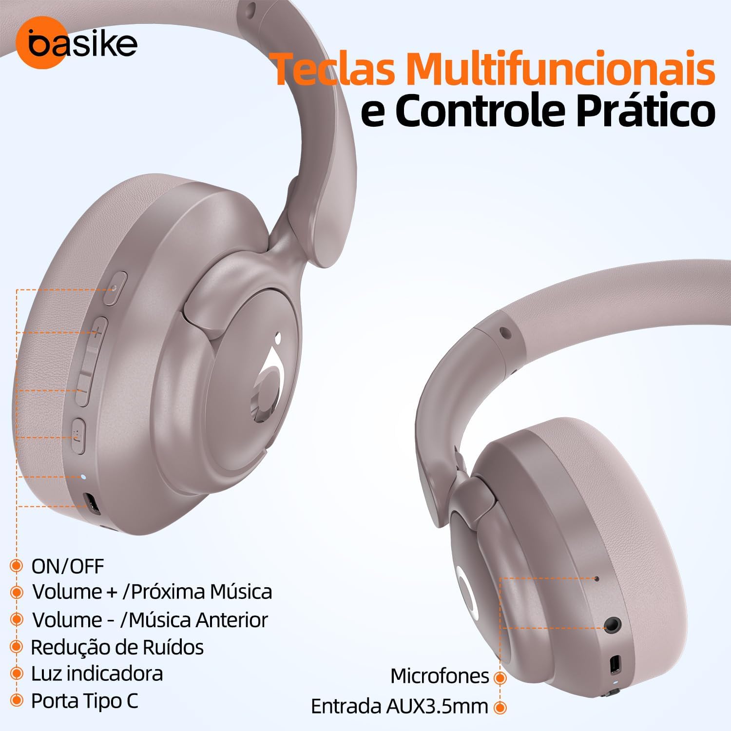 Basike Fone de Ouvido Bluetooth ANC 5