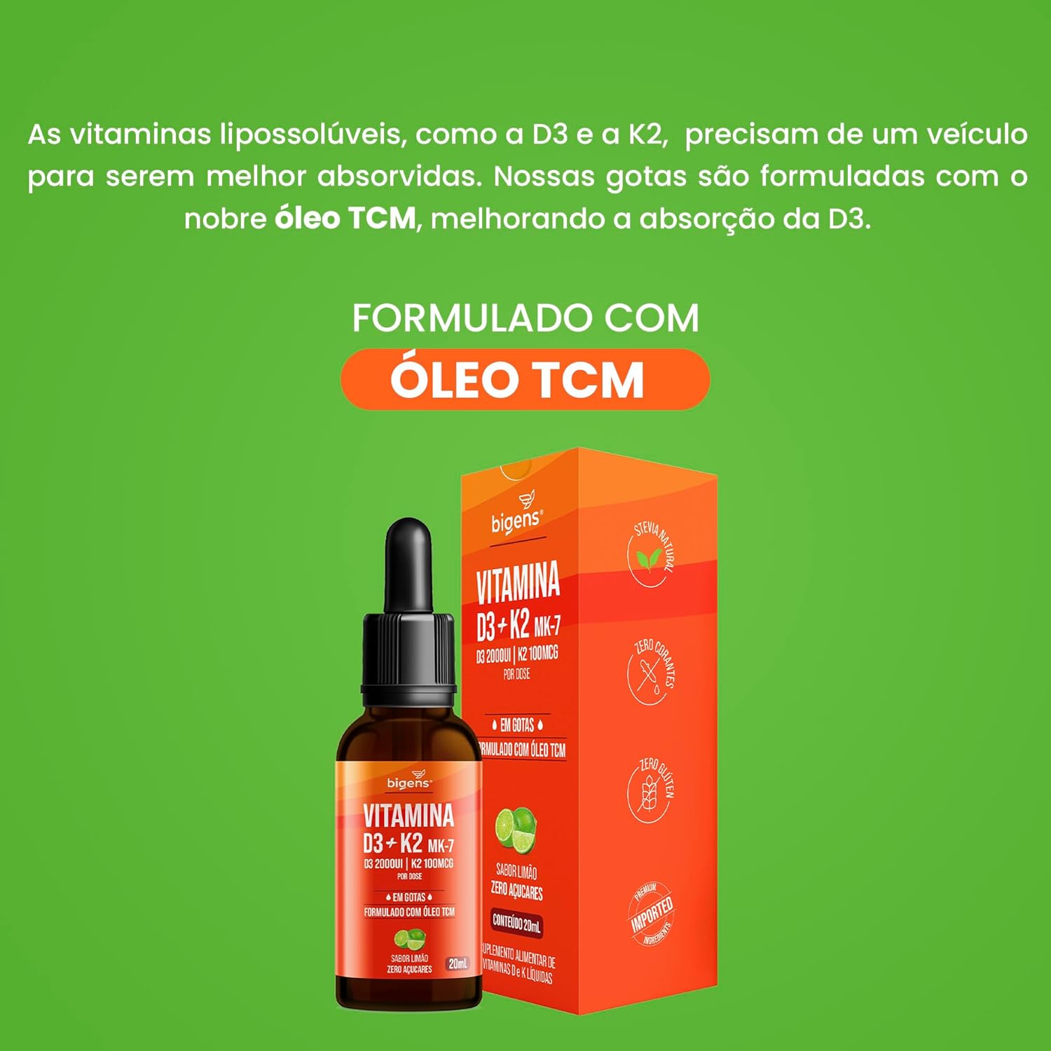 Vitamina D3 + K2 MK7 Gotas Bigens 2