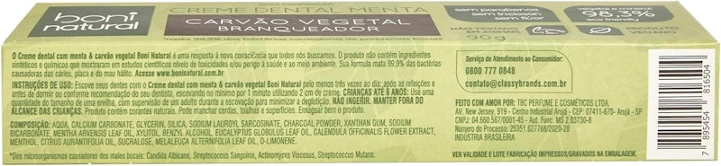 Creme Dental Boni Natural Menta e Carvão Vegetal 3