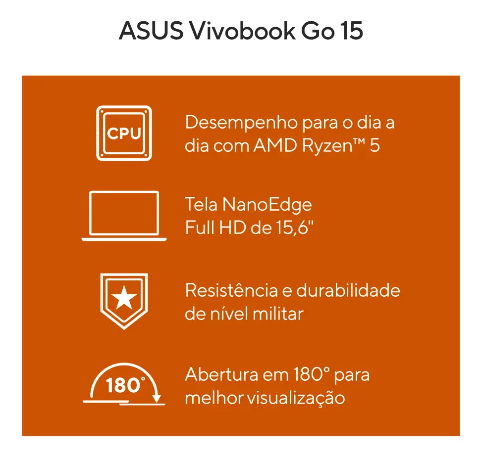 Notebook ASUS Vivobook Go 15 8 GB 512 GB SSD 2