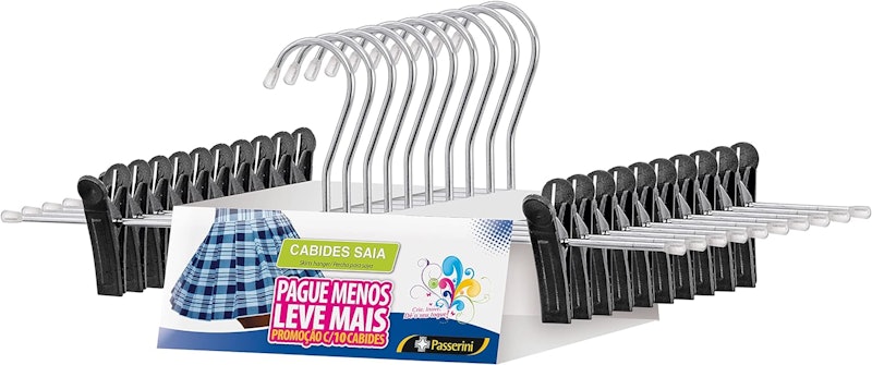 Kit com 10 Cabide de Saia e Shorts Cromado 1
