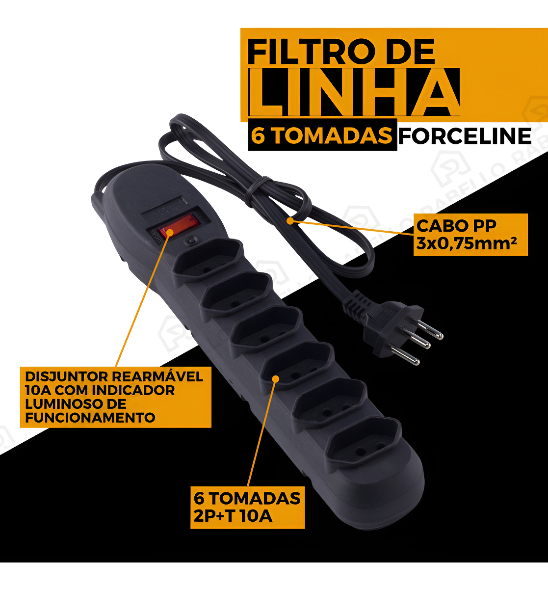 Filtro de Linha 6 Tomadas Force Line 2