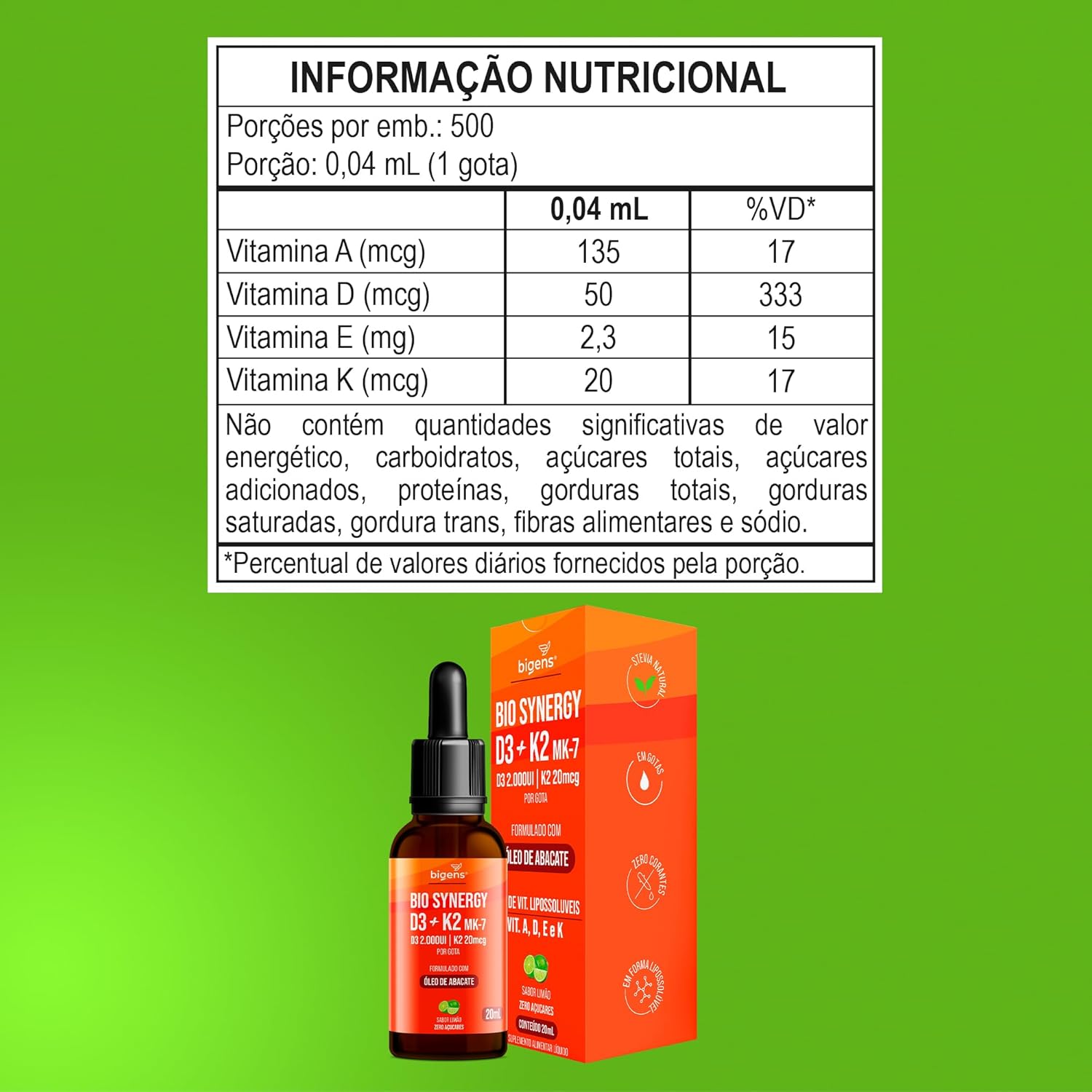 Bio Synergy D3 2000 UI + K2 MK7 20 mcg Sabor Limão 2