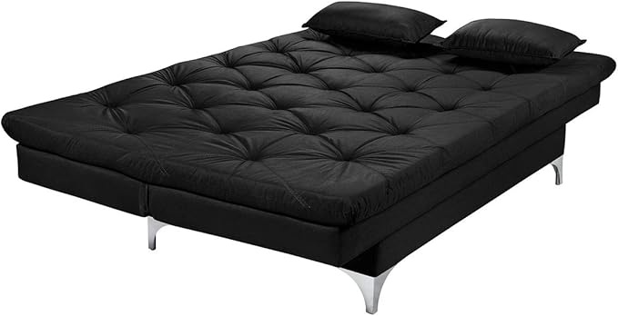Sofá Cama Preto 3 Lugares Multiuso Austria em Suede 3