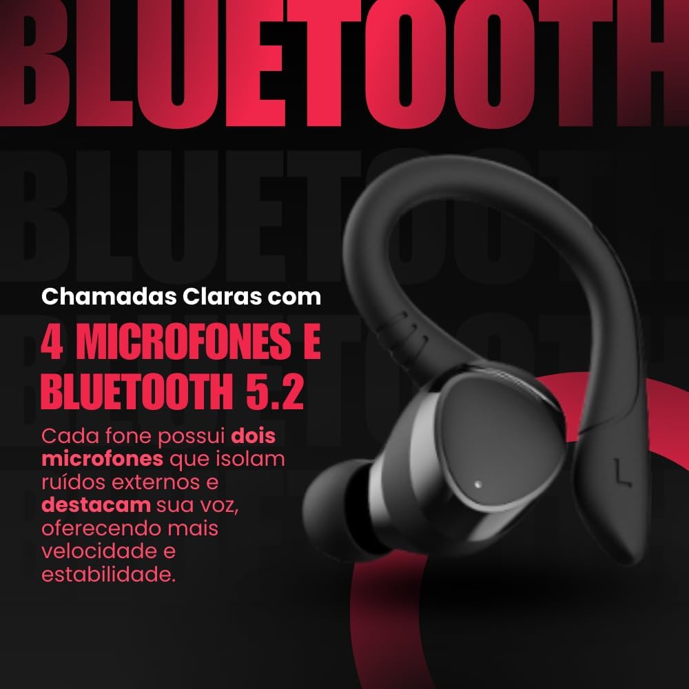 Fone de Ouvido Bluetooth com Microfone e Cancelamento de Ruído Ativo 4