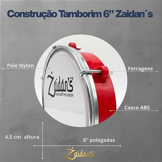 Tamborim 6” Pele Leitosa ABS 4