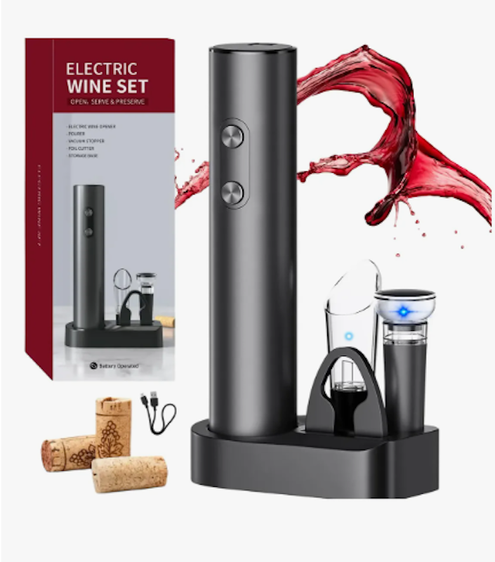 Kit Abridor de Vinho Elétrico 4 Peças 1