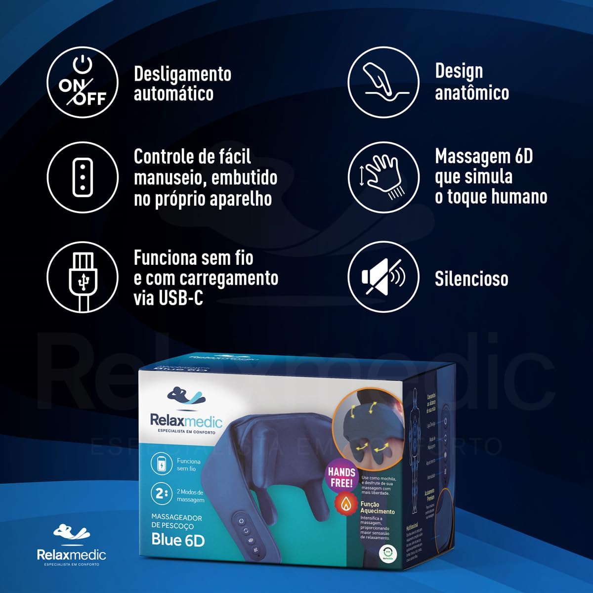 Massageador Pescoço Blue 6D 3