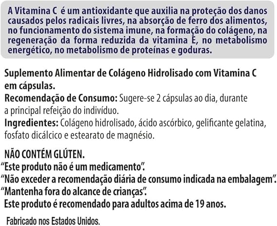Colágeno Hidrolisado 1000 mg com Vitamina C 3