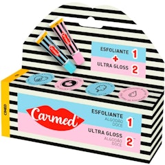 Carmed Kit SOS Lábios Esfoliante + Ultra Gloss Brilho Aroma Algodão Doce