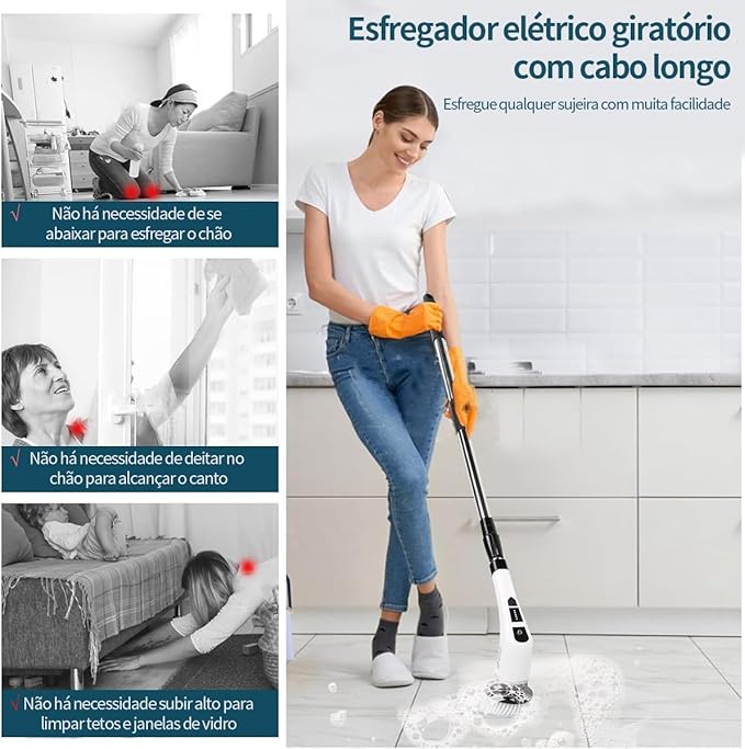 Esfregão Giratório Elétrico 9 em 1 2