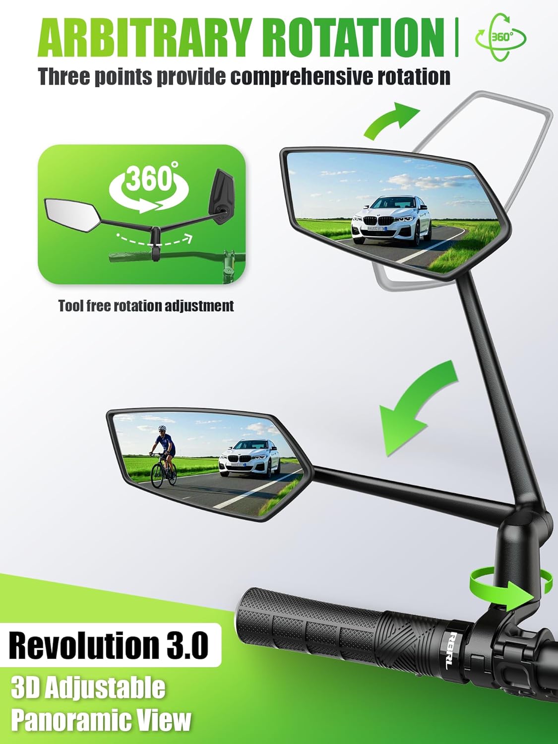 Retrovisor para Bicicleta Ajustável 3D RBRL 2