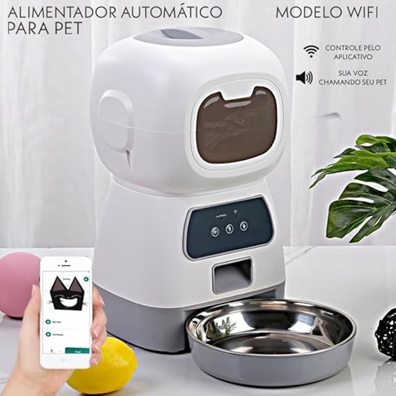 Comedouro Automático Pet Cães e Gatos Wi-fi Smart Programável 3