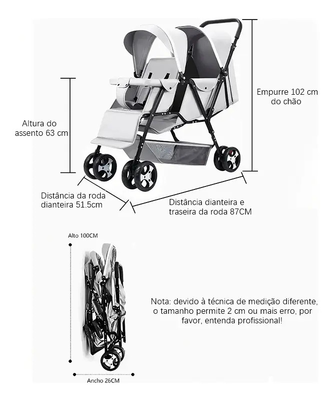 Carrinho de Bebê para Gêmeos Galzerano 2
