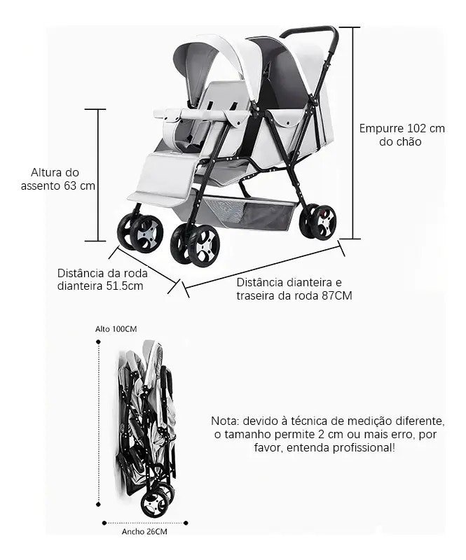 Carrinho de Bebê para Gêmeos Galzerano 2