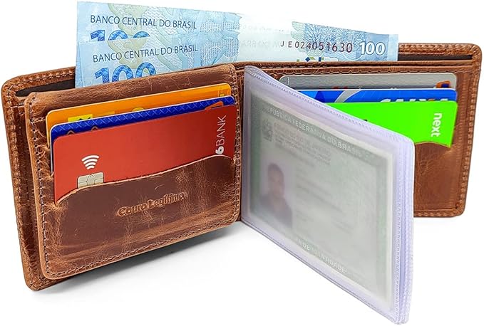 Carteira Masculina Bloqueio RFID de Couro Legítimo 3