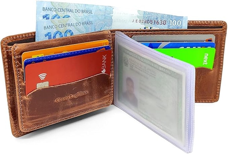 Carteira Masculina Bloqueio RFID de Couro Legítimo 3