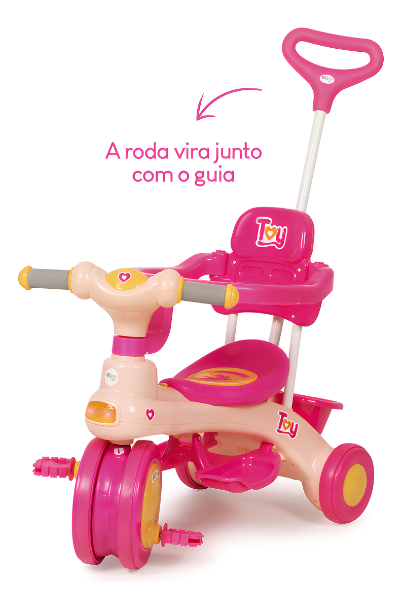 Triciclo Infantil Motoca Empurrador com Haste Removível Toy 2