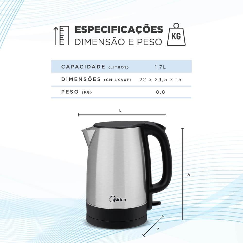 Chaleira Elétrica Inox Midea 1,7 L 5