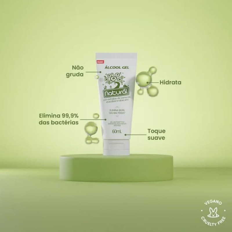 Álcool Gel com Extratos Orgânicos de Camomila, Erva-Doce e Aloe Vera 2