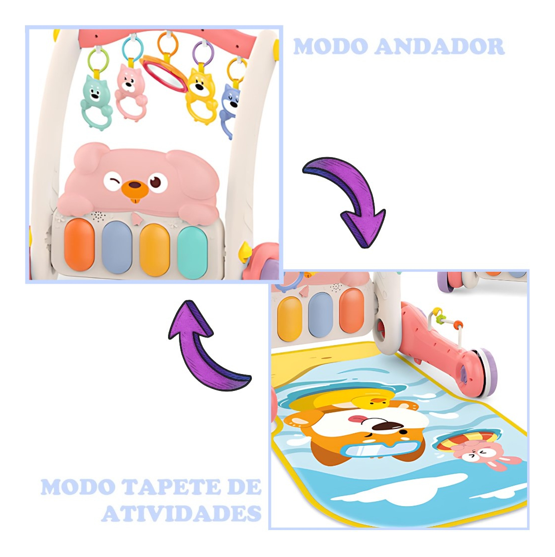 Andador com Piano e Tapete de Atividades Infantil 2 em 1 Brinq Baby 3