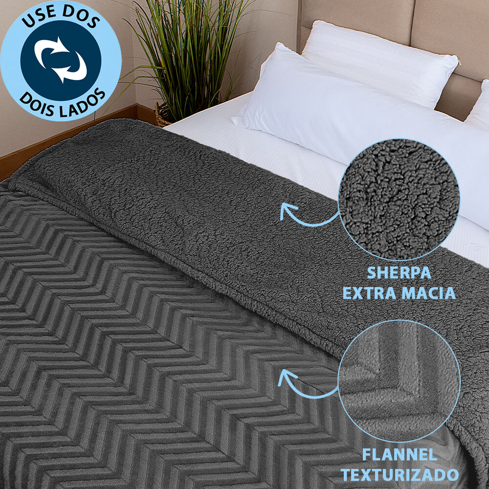 Coberdrom Edredom Manta King Aveludado Sherpa Soft Dupla Face 2