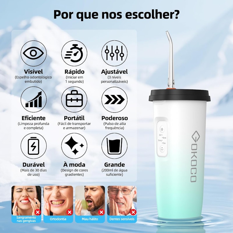 lrrigador Oral Limpeza Bucal Portátil 3 em 1 4