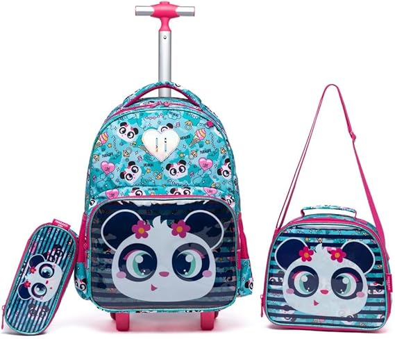 Kit Mochila de Rodinhas Lancheira Estojo Infantil Feminina 1
