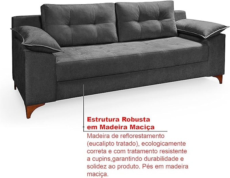 Sofá Ibiza 3 L Luxo Aveludado Pompéia 3