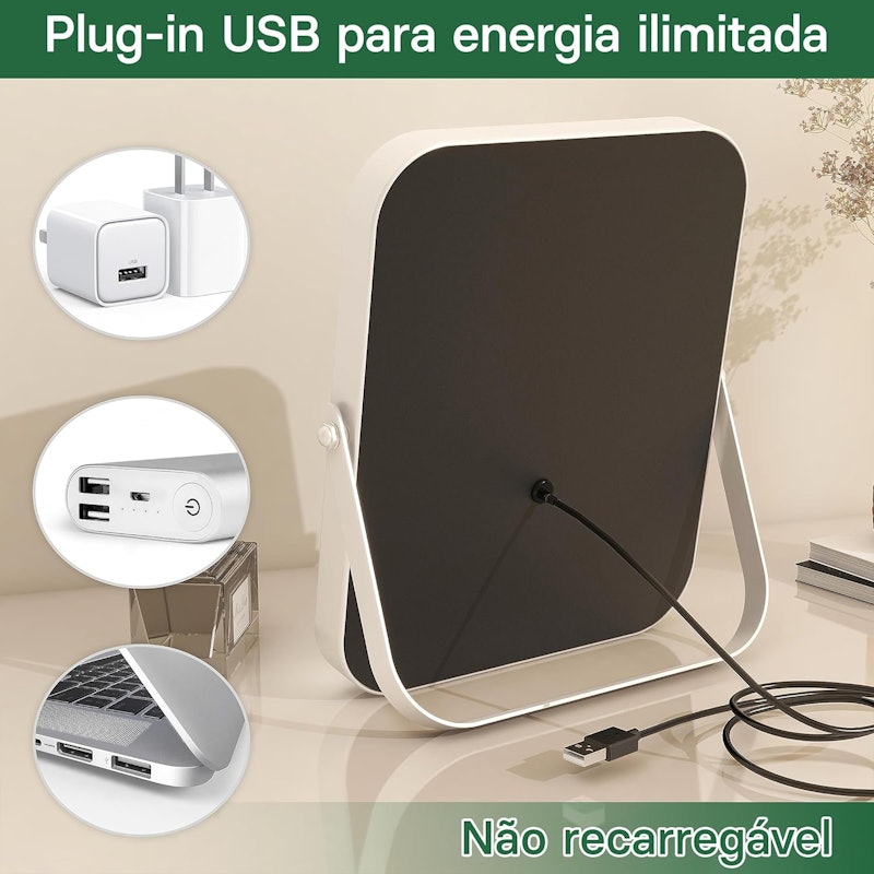 Espelho de Maquiagem com Luz LED 3