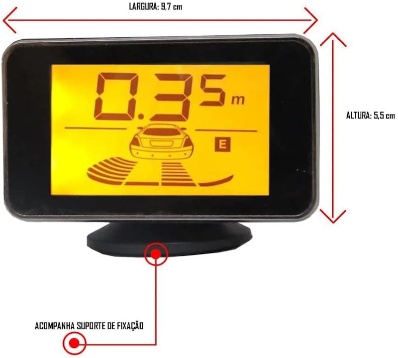 Sensor de Estacionamento Hurricane com Display de LED 4,3" 2