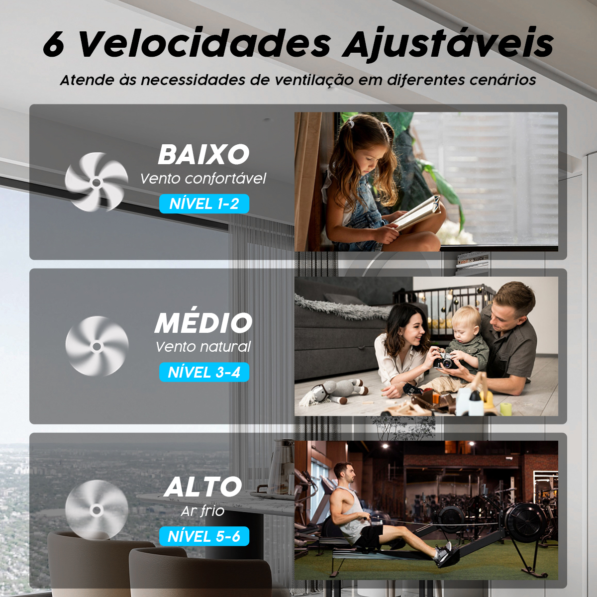Ventilador de Teto com Luz LED e Controle Remoto Fansvento 4
