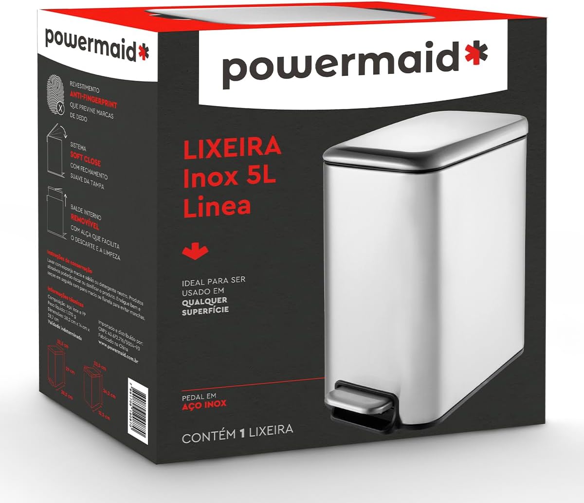 Lixeira Inox 5 L Linea 4