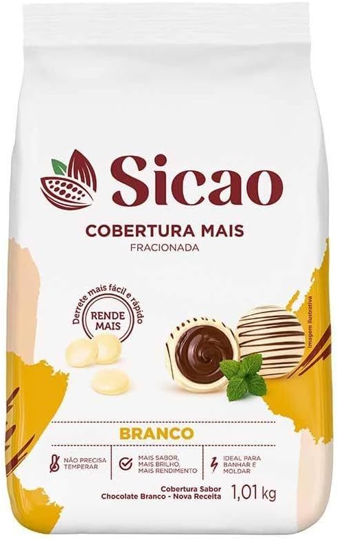 Cobertura Fracionada Sabor Chocolate Branco Sicao Mais 1