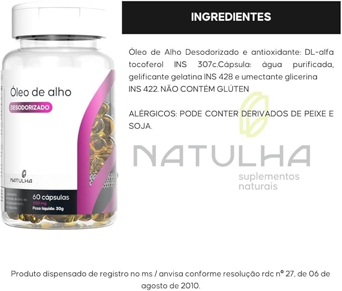Óleo de Alho Desodorizado (Sem Cheiro) 500 mg 3