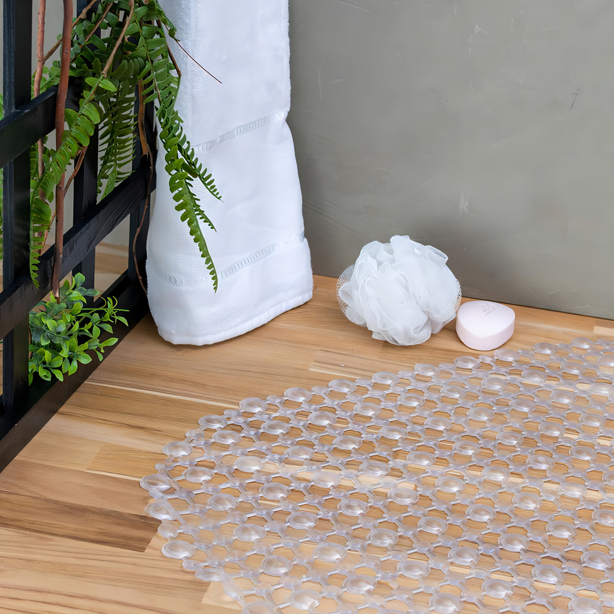 Tapete de PVC Retangular com Antiderrapante para Banheiro 63 x 35 cm 4