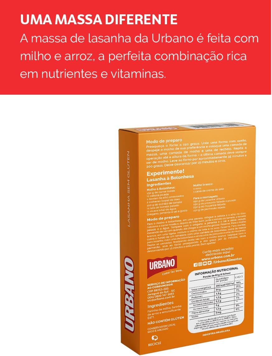 Massa para Lasanha Zero Glúten Urbano 2