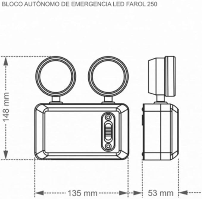 Bloco Autônomo de Emergência LED Farol 250 Lúmens 3