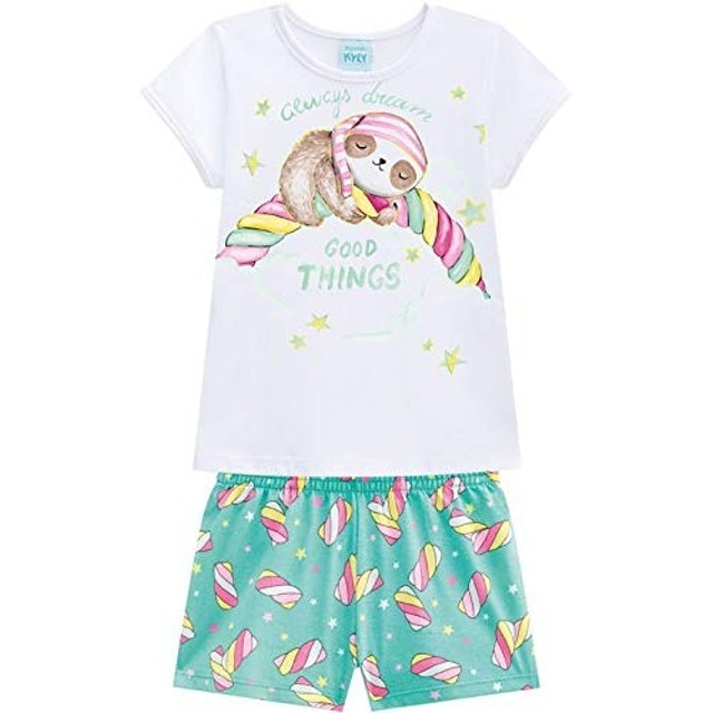 Pijama Infantil Feminino Kyly Meia Malha Brilha no Escuro 2