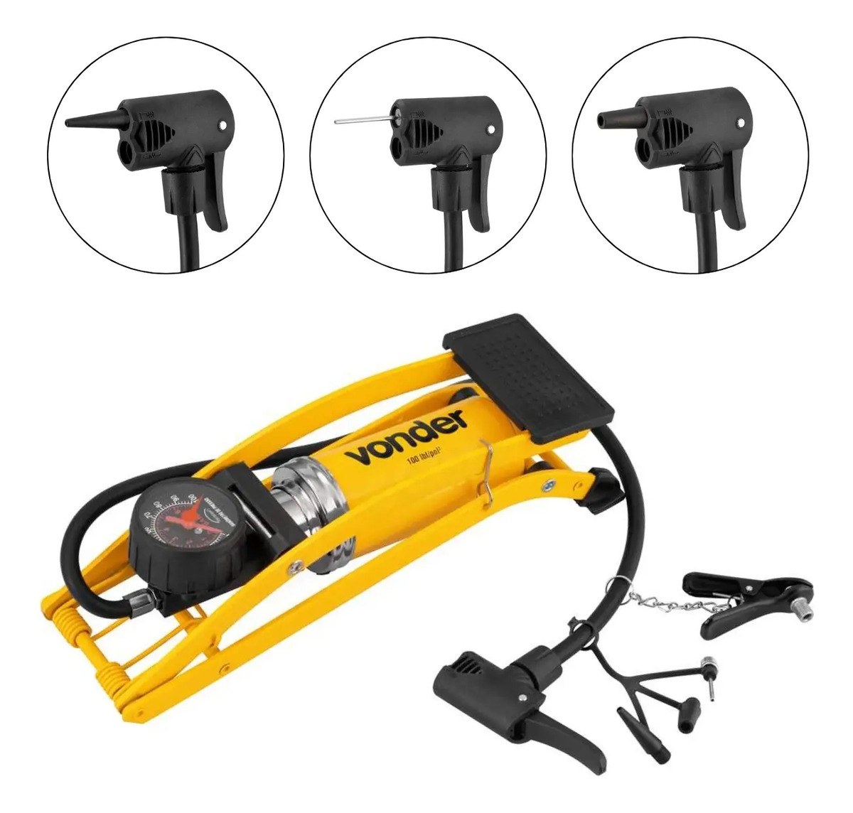 Bomba de Ar para Encher Pneus com Pedal Vonder 3
