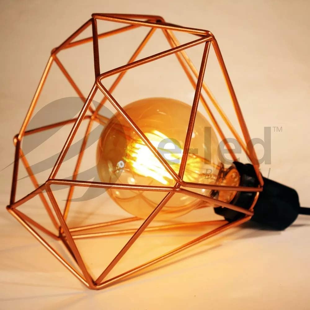 Lustre Pendente Diamante Triplo Aramado E27 Cobre E-Led Brasil 4