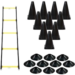 Escada de Agilidade + 10 Pratos + 10 Cones para Circuito