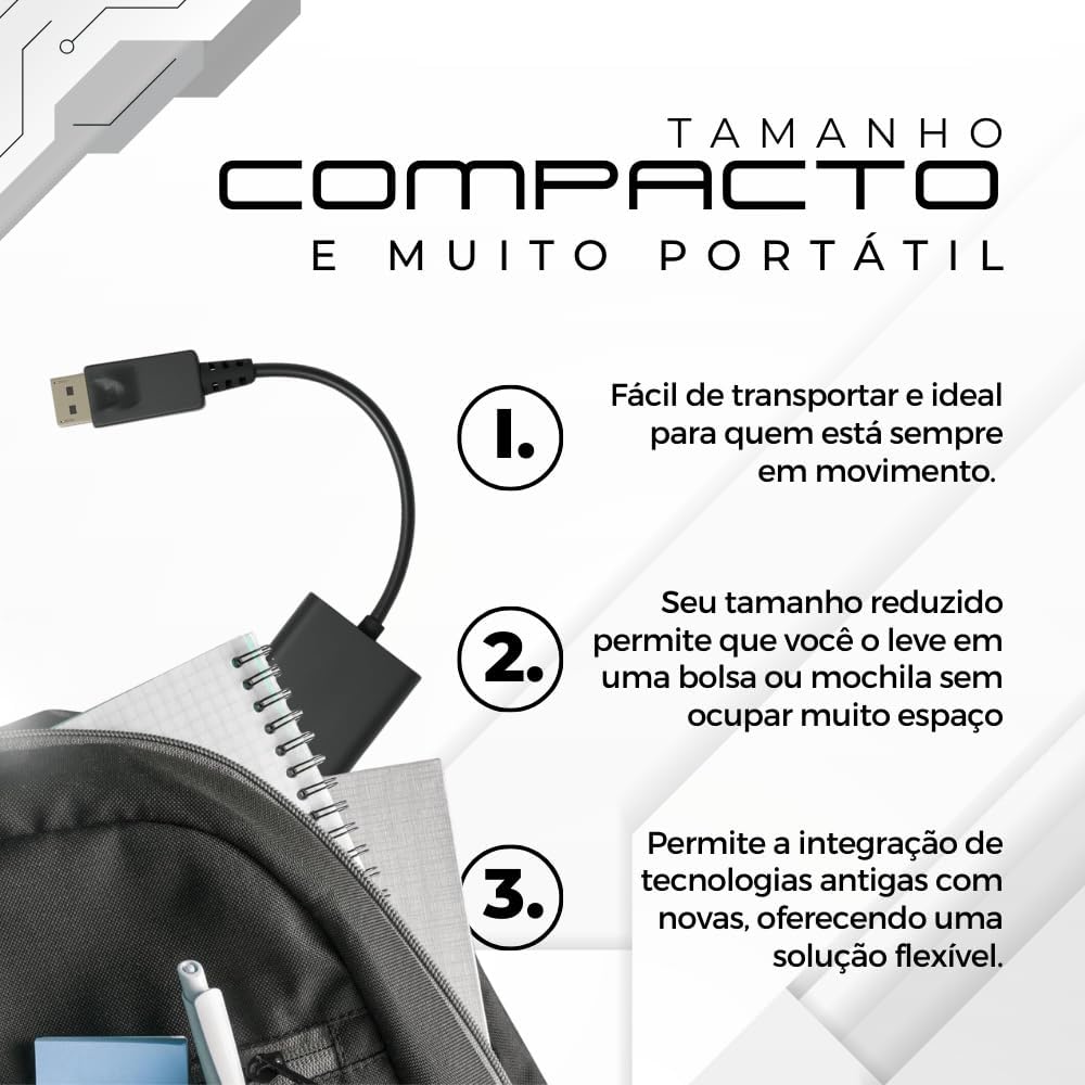 Cabo Adaptador HDMI para VGA com Saída de Áudio P2 4