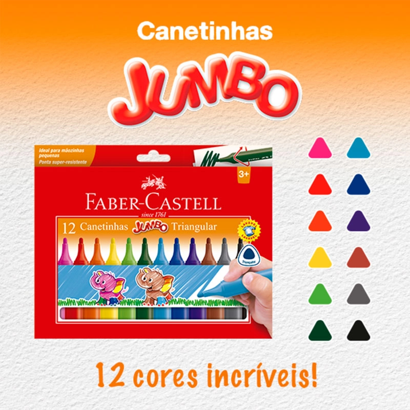 Canetinha Triangular Jumbo 12 Cores Faber-Castell  4