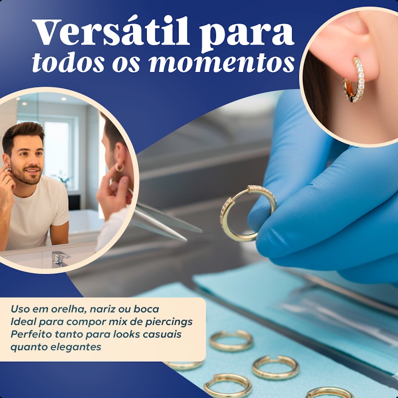 Piercing Nariz Aço Cirúrgico Prateado 5